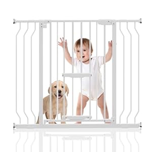 Cuyoent Extra Tall Baby Gate with Cat Door – Upgraded 29.5-43″ Wide Child Gate with Adjustment Pet Door, Auto Close Easy Walk Thru Baby Gate, Wall Mounted Gate Includes 4 Wall Cups 2 Extensions
