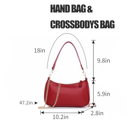 Image of Shoulder Bag for Women with 2 Removable Straps and Zipper Closure Crossbody Bags Clutch Tote HandBags Purses | with 2 Removable Straps