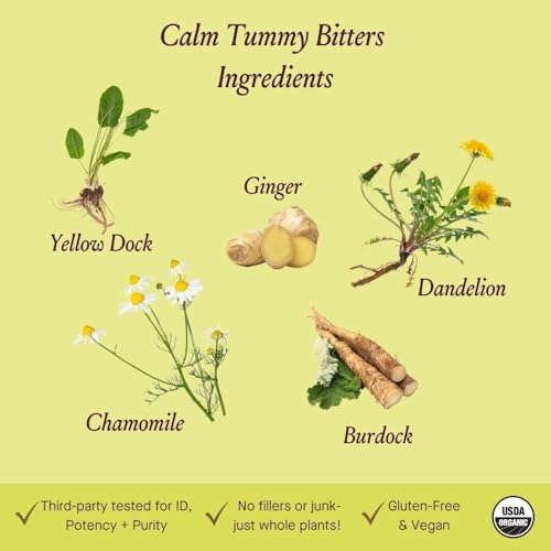 Urban Moonshine Calm Tummy Digestive Bitters - Relief for Nausea & Upset Stomach - Debloat - Digestive Health - Certified Organic - Ginger - Dandelion Root - Chamomile - 2 Fl Oz - Image 4