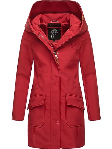 MARIKOO Damen Übergangsjacke Softshellmantel atmungsaktiv mit Kapuze Mayleen Dark Red Gr. M