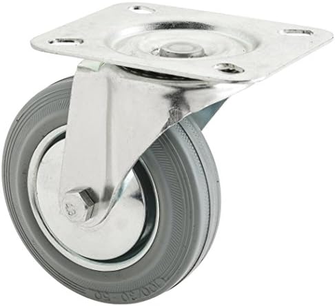 Steelex D2588 Rueda giratoria de placa de goma de 4 pulgadas y 150 libras, color gris