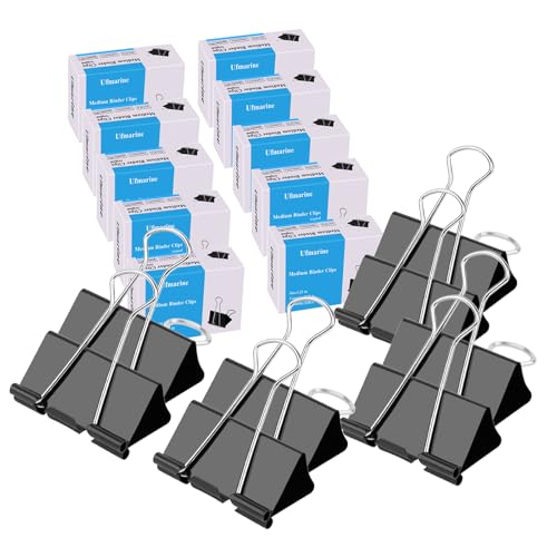 Ufmarine Medium Binder Clips 1.25 inch Length, (144 Pcs) Medium Paper Clips for Office Supplies
