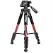 Produktbild JS-Bonita Professionelles tragbares Aluminium-Reisestativ mit Taschenkamera-Zubehör Ständer für Digitalkameras mit Schwenkkopf für DSLR (Farbe : Rot)