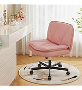 DurayLoly Criss Cross Chair with Wheels,Cross Legged Office Chair with 2 Layer Comfty Leather & B...