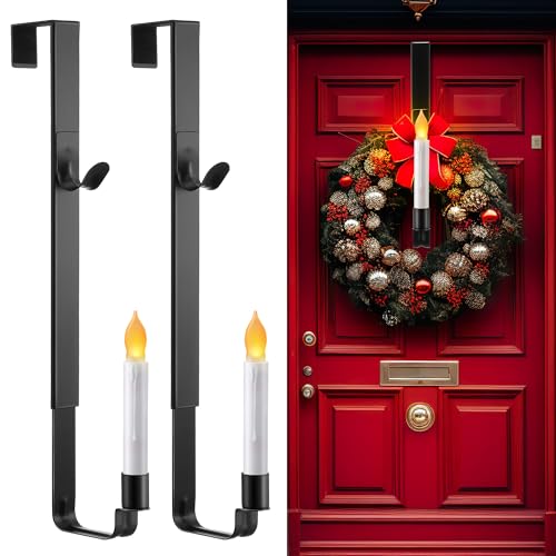 Enhon Christmas Wreath Hanger for Front Door with Candle Holder...