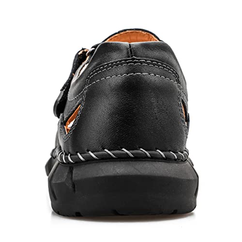 Mens Sport Sandals Leather Adjustable Summer Shoes Beach Outdoor Breathable3