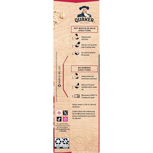 Quaker Immunity Instant Oatmeal, 3 Flavor Variety Pack, Good Source of Vitamins C, D, & Zinc, Whole Grains, No Artificial Flavors, No Colors from Artificial Sources, 1.41 oz Packets, (32 Pack)