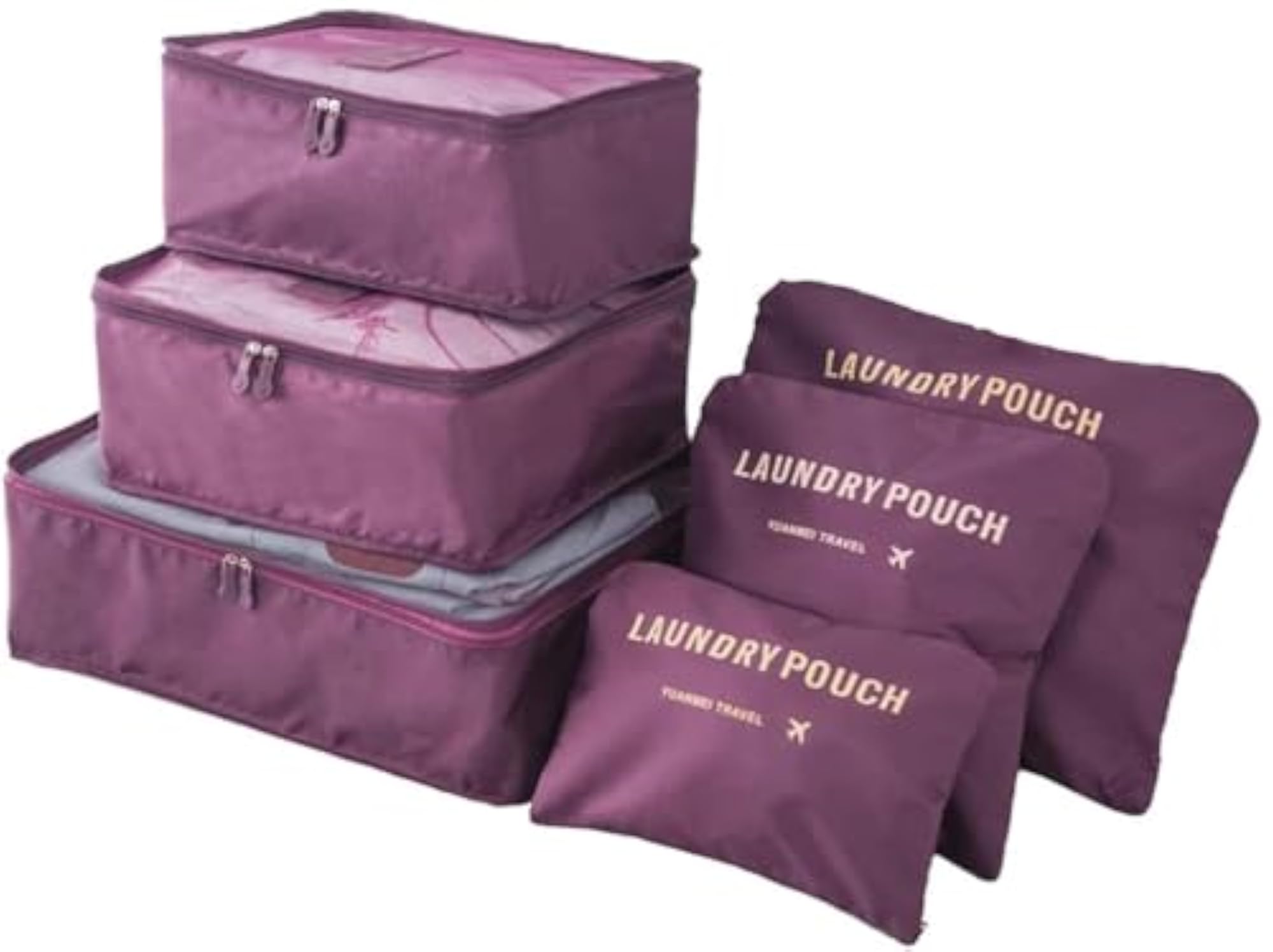 Travel Packing Cubes Set of 6, Mesh Design with Pouches