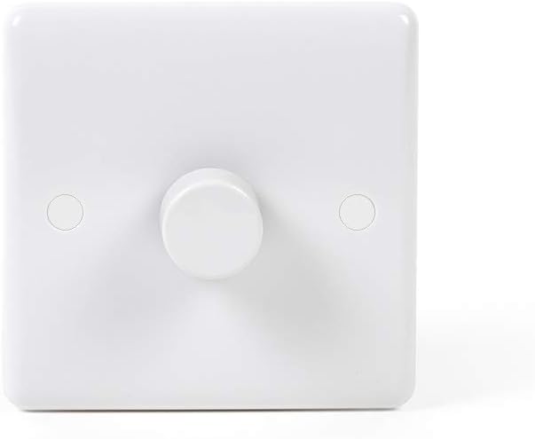 Lieber Silk White 1 Gang 2 Way Trailing Edge Dimmer Switch 100W LED (250w Halogen/Incandescent) - Curved Edge