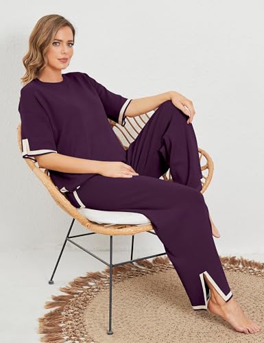 Image of TIGMA Women Casual Summer co ords Set Track Suit Oversized Top Baggy Pant,Top and Pajama Set