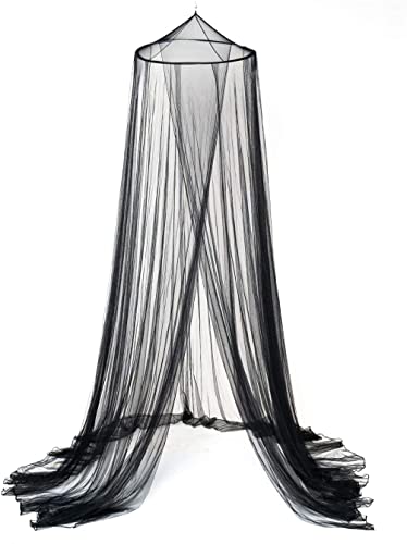 (Black) - OctoRose Round Hoop Bed Canopy Netting Mosquito Net Fit Crib, Twin, Full, Queen, King (Black)
