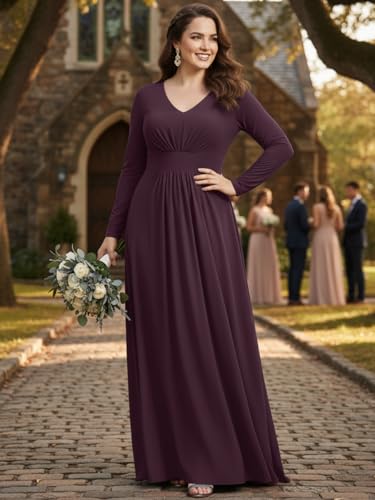 Image of KOH KOH Womens Long Sleeve Flowy Empire Waist Fall Pleated Maxi Dress