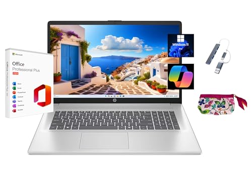 HP (GC`s[) 2025 17.3C` HD+ m[gp\R  Microsoft Office 2024 Intel Core i3-N305 32GB RAM 1TB SSD Intel UHD Graphics Windows 11 