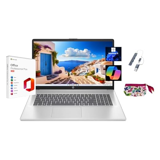 HP Computer portatile HD+ 2025 da 17,3", con Microsoft Office 2024 a vita gratuita, Intel Core i3-N305, 8 GB di RAM, 256 GB SSD, scheda grafica Intel UHD, Windows 11 Pro, argento naturale, Wi-Fi 6