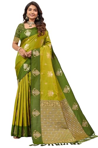 Image of SGF11 Women's Kanjivaram Pure Soft Silk Saree With Unstitched Blouse Piece