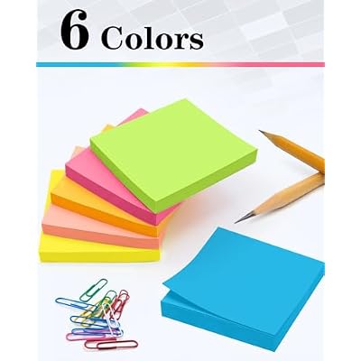 Sticky Notes 3x3 Inches, Self-Stick 48 Pads Bulk, 100 Sheets/Pad, 6 Bright Colors, Adhesive Notes for Home, School, Office, Use on Walls, Doors, Windows