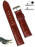 vinacreations 22mm Light Brown Alligator Leather Watch Band Men Crocodile Belly Quick Release Vintag