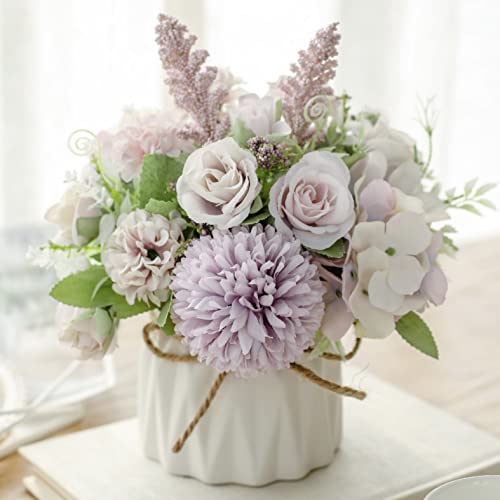 Hisow BP-4558 Artificial Flowers In Pot, Mini Artificial Flower Arrangements With Ceramic Vase cover