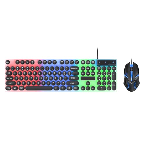 Annadue RGB�o�b�N���C�g�t���L�[�{�[�h�ƃ}�E�X�̃Z�b�g�A104�L�[�̗L���Q�[�~���O�{�[�h�A�X�`�[���p���N�L���b�v�A1000DPI���w���}�E�X�A�v���O�A���h�v���C�APC�p�B (BLACK)