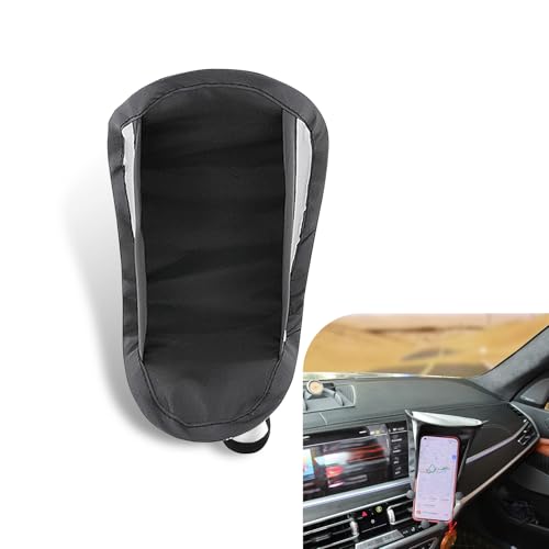 dawfall 1 Pack Car Phone Sun Protection Cover, 7.09 x 5.12 Inches Dashboard Protector No Hot, Vertical Anti-Glare Sunshade Umbrella Phone Holder, Universal for Most Cars (Black)
