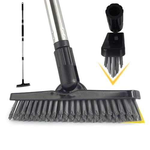 FRAXIR 55-Inch Rotating Grout Brush with Adjustable Long Handle, V-Shaped Deep Cleaning Tool for Tile, Bathrooms, Kitchens, and Hard-to-Reach Areas