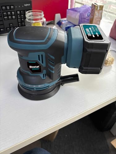 Image of Bostar 18V Cordless Eccentric Sander, Brushless Motor Ø125mm, Set with 2x Batteries 3.0Ah (BMS), 21000 OPM, 6 Speed, Compatible with Makita 18V LXT Battery, For Wood Sanding and Car Polishing