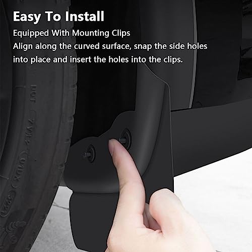 Image of Riloer Mud Flaps Mudflaps Mudguards, Black Splash Guards Fender Flares Dirty Traps with Fastener Rivet Clips, 2021-2023 Compatible with Tesla Model Y