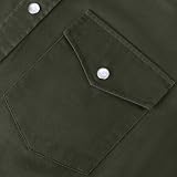 Dubinik® Koszule z długim rękawem z perłowymi zatrzaskami dla mężczyzn westernowa koszula kowbojska codzienna praca zapinana na guziki z kieszeniami wygodne dopasowanie, zielony (Wojskowa zieleń), XL
