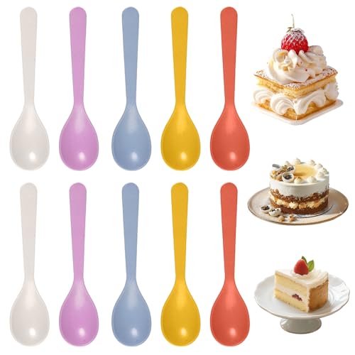 10 Stück Eierlöffel Kunststoff Plastiklöffel Klein 14cm Bunt Plastiklöffel