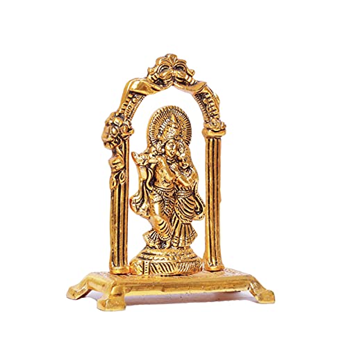 Image of KridayKraft Metal Radha Krishna Statue Gold Plated Decor Your Home,Office & Radha Krishna Murti Idol Showpiece Figurines,Religious Krishna Idol Gift Article...