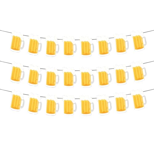 Image of Beer Birthday Banner for Beer Party and Birthday Wedding Party Supplies (Light Yellow)