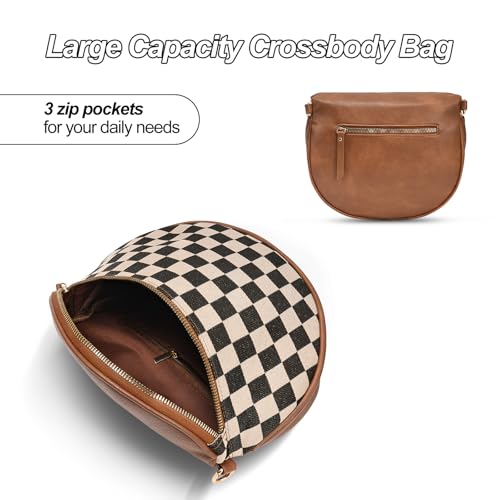 Image of Checkered Crossbody Bag, Bum Bags for Women Crossbody,Spacious Sling Bag Purse Fanny Packs with Shoulder Strap