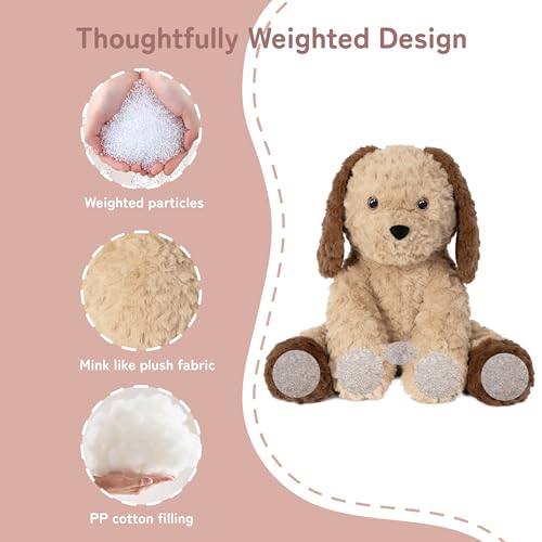Image of Niuniu Daddy Weighted Stuffed Animals, 14 in 3.5 lbs, Puppy Huggable Plush | Heavy sensory lap pad, lying body pillow for sleeping, machine wash, huggable plushies, soothing gift for kids and adults