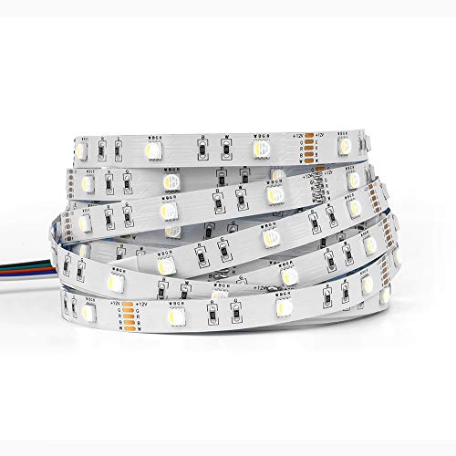 BTF-LIGHTING 5050 RGBW RGB+bianco freddo(6000K-7000K) 4 colori in 1 LED 5m 30LEDs/m Luci a nastro LED multicolore IP30 PCB bianco non impermeabile DC12V per la decorazione della camera da letto