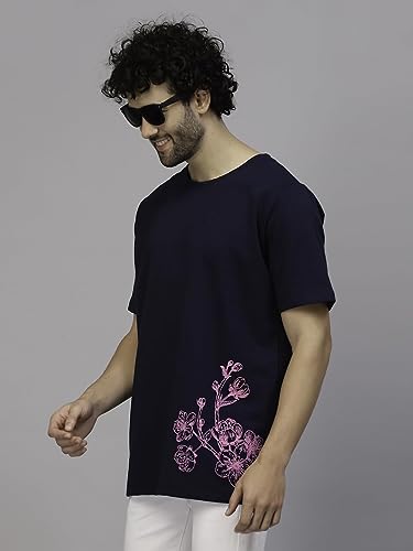Image of Rigo Back Printed Half Sleeves Round Neck Oversized T-Shirt for Men | Drop Shoulder T-Shirt for Men | Loose Baggy Fit T-Shirt for Men