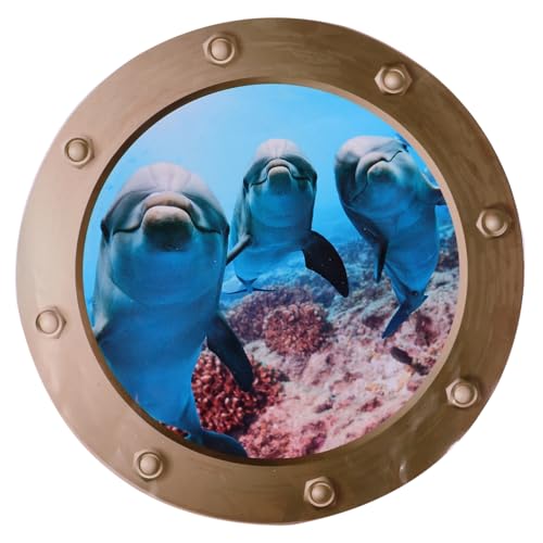 VICASKY Fliesensticker U Boot Fenster Wandaufkleber Selbstklebend Unterwasser Welt Fliesenaufkleber Fliesenbilder Deko Wandbilder Schlafzimmer Bade WC Bullauge Deko (Delfin) VICASKY Fliesensticker U Boot Fenster Wandaufkleber Selbstklebend Unterwasser Welt Fliesenaufkleber Fliesenbilder Deko Wandbilder Schlafzimmer Bade WC Bullauge Deko (Delfin)