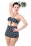 Pin Up SugarShock Valeria Schwalben Swallow Bikini, Farbe:Schwarz, Größe:XL (42-44)