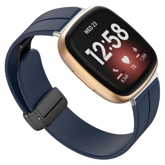 Image of YODI Watch Band Compatible with Fitbit Versa 4 / Fit bit Versa 3 / Fitbit Sense /Sense 2 Band, Soft Replacement Silicone Wristband for Women Flexible Waterproof Sport Watch Strap for Men Large