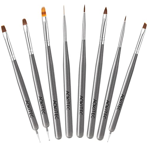 Aokitec Nagelpinsel Set 8 Stück für Gelnägel, UV Gel, Acryl & Nailart – Ansicht 8