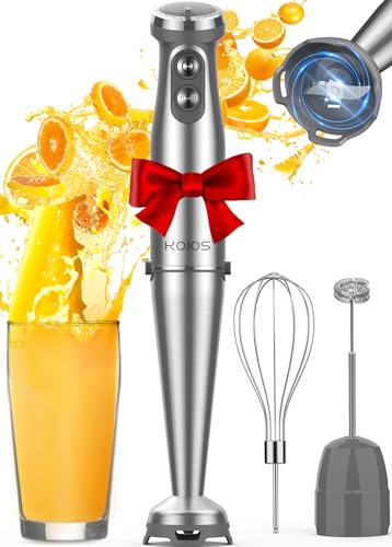 Comparison: Dualit Hand Blender 10 KOIOS Immersion Blender, 1000W Anti-scratch 3-in-1 Hand Blender, Upgraded 12 Speed Stainless Steel Blade Stick Blenders with Turbo Mode, Whisk and Milk Frother, Non-BPA