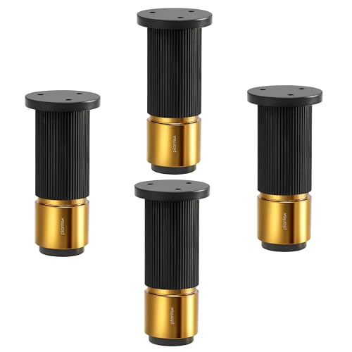Image of Plantex 4 Inch Sofa Leg for Bed Furniture /Aluminium Sofa Leg for Table /Support Legs /Furniture Leg - Pair of 2 (4 Piece) (DTS-77, Black & Gold)
