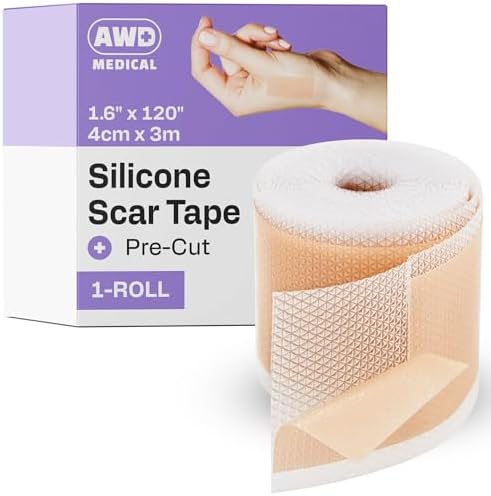 AWD Medical Silicone Scar Tape, Medical Grade, 1.6in x 120in Pre-Cut