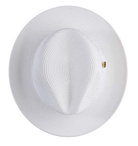 Montique Men's Wide Snap Brim Pinch Fedora H-42 (White Small) #TOP3