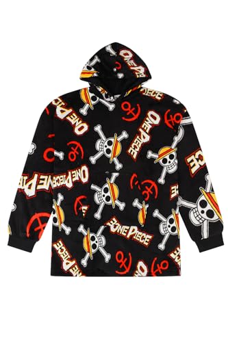 One Piece Sudadera con capucha de forro polar de lujo para hombre, totalmente forrada, color negro