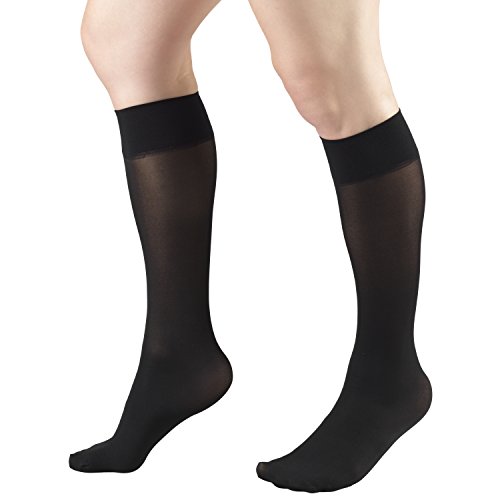 Image of Truform Sheer Compression Stockings, 8-15 mmHg, Women's Knee High Length, 20 Denier