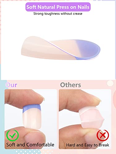 Yokilly 120Pcs French Tip Press On Nails Short, Natural French Fake Nails, Acrylic False Nails Kit Including 12 Size False Nails, Multicolor Nails Tips Sets With Nail Glue Stickers, Files And Stick #TOP4
