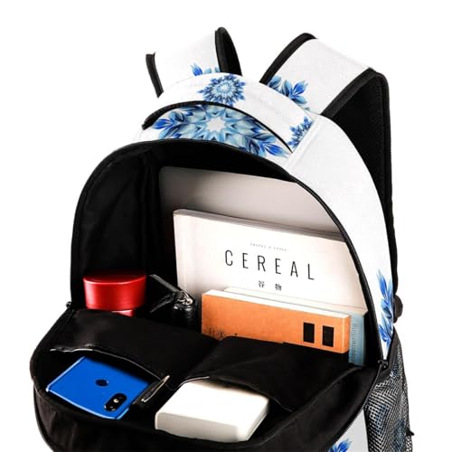 Sac à dos d'école bleu à fleurs 40cm pour filles et garçons