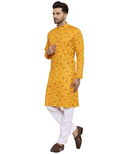 Image of KRAFT INDIA Men's Cotton Rich Stylish Ethnic Wear Kurta Pyjama