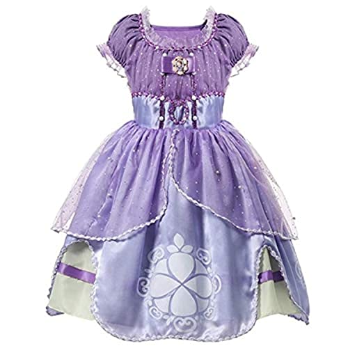 Aiwanto Sofia Princess Summer Cosplay 5 Layer Costume Dress for Kids Party Halloween Party Tutu Fantasy Dress Up