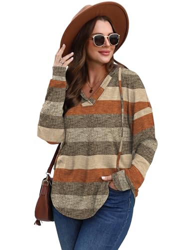 Image of Sampeel Hoodies for Women Trendy Fall Fashion 2025 V Neck Oversized Sweatshirt Plus Size Tops Clothes